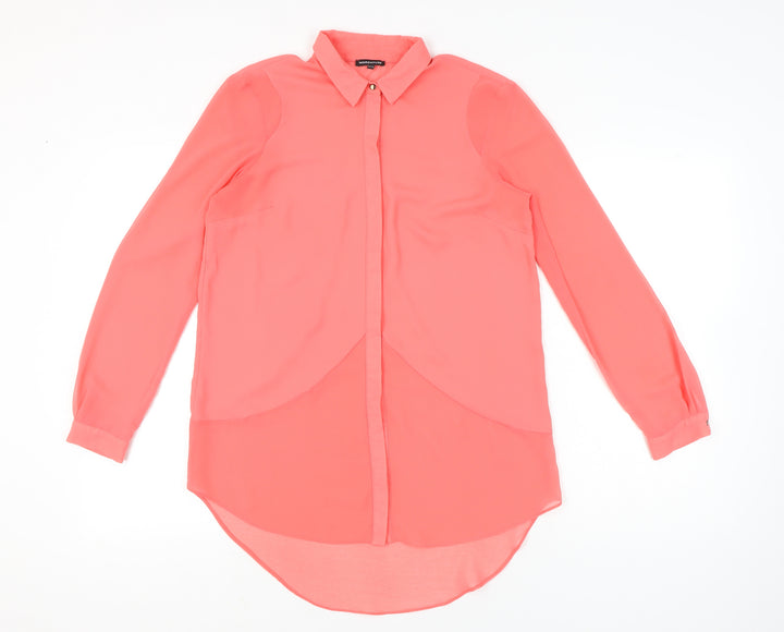 Warehouse Womens Pink Long Sleeve Chiffon Blouse UK 12