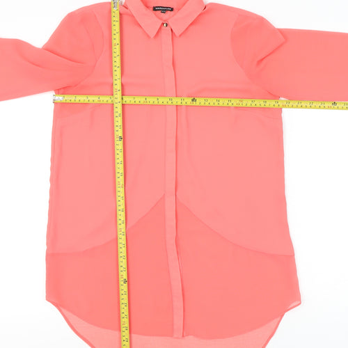 Warehouse Womens Pink Long Sleeve Chiffon Blouse UK 12