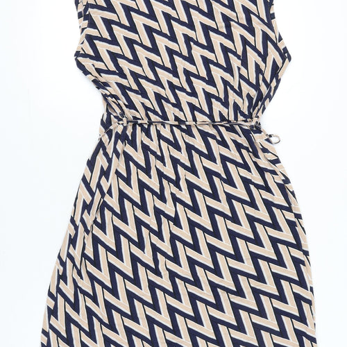 Dorothy Perkins Women’s Beige Black Shift Dress Size 18 Sleeveless Geometric
