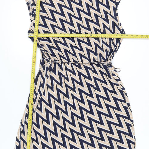 Dorothy Perkins Women’s Beige Black Shift Dress Size 18 Sleeveless Geometric