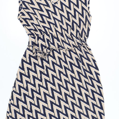 Dorothy Perkins Women’s Beige Black Shift Dress Size 18 Sleeveless Geometric