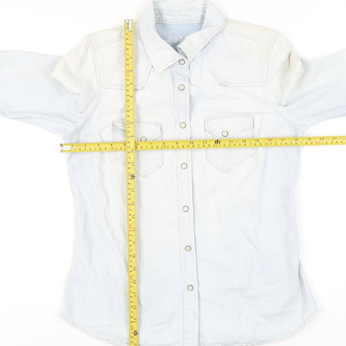 Gap Women’s Blue Striped Button-Up Cotton Shirt Size M Long Sleeve