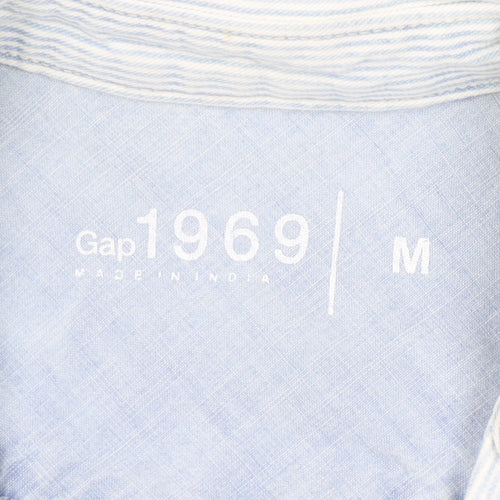 Gap Women’s Blue Striped Button-Up Cotton Shirt Size M Long Sleeve