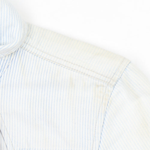 Gap Women’s Blue Striped Button-Up Cotton Shirt Size M Long Sleeve