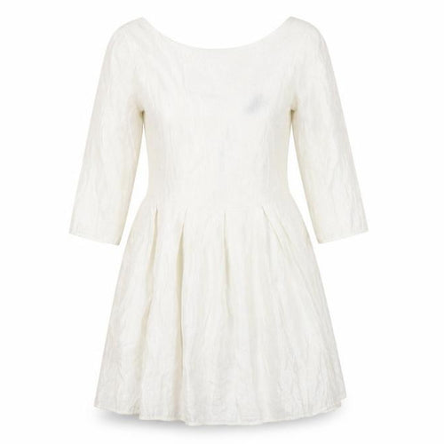 Topshop Women White Size 12 A-Line Knee Length Dress 3/4 Sleeve