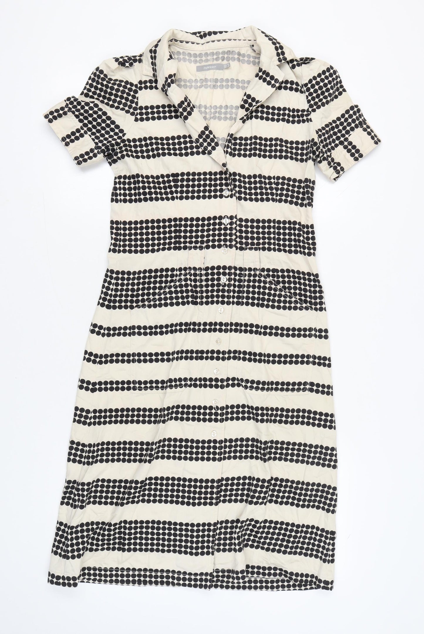 InWear Women’s Black White Shirt Dress Size 10 Cotton Modal