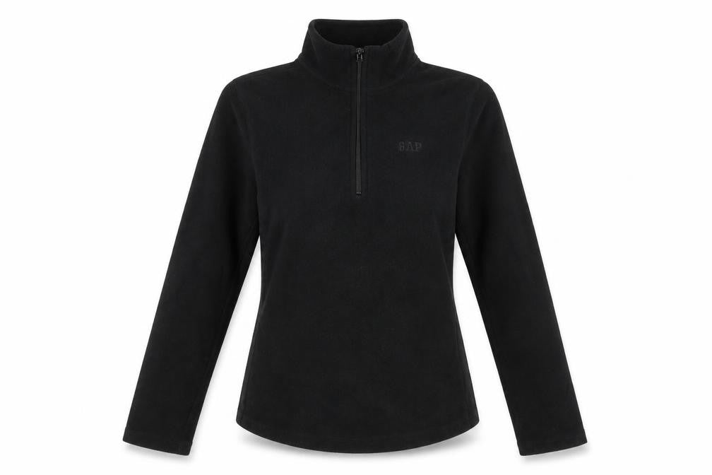 Front view of Gap Women’s Black XS Fleece 1/4 Zip Pullover Sweatshirt