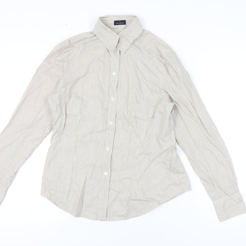 Daniel Hechter Women’s Beige Striped Button-Up Shirt Size 12