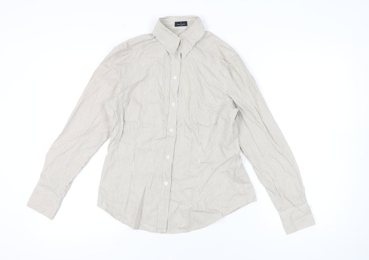 Daniel Hechter Women’s Beige Striped Button-Up Shirt Size 12