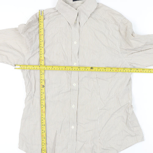 Daniel Hechter Women’s Beige Striped Button-Up Shirt Size 12