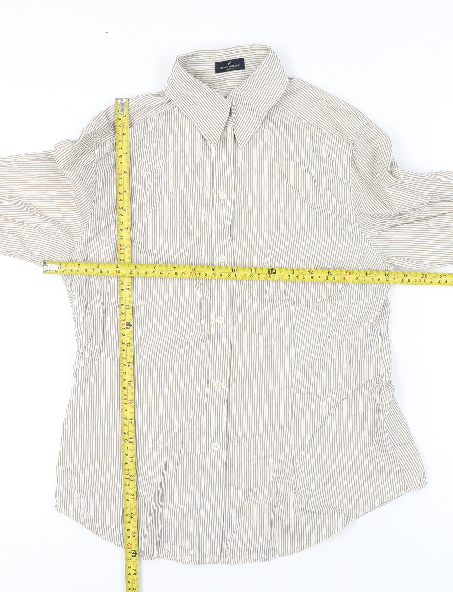 Daniel Hechter Women’s Beige Striped Button-Up Shirt Size 12