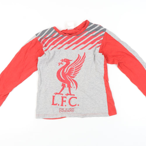 Liverpool FC Boys Grey Red Long Sleeve T-Shirt 8-9 Years Football Top