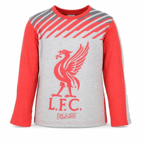 Liverpool FC Boys Grey Red Long Sleeve T-Shirt 8-9 Years Football Top