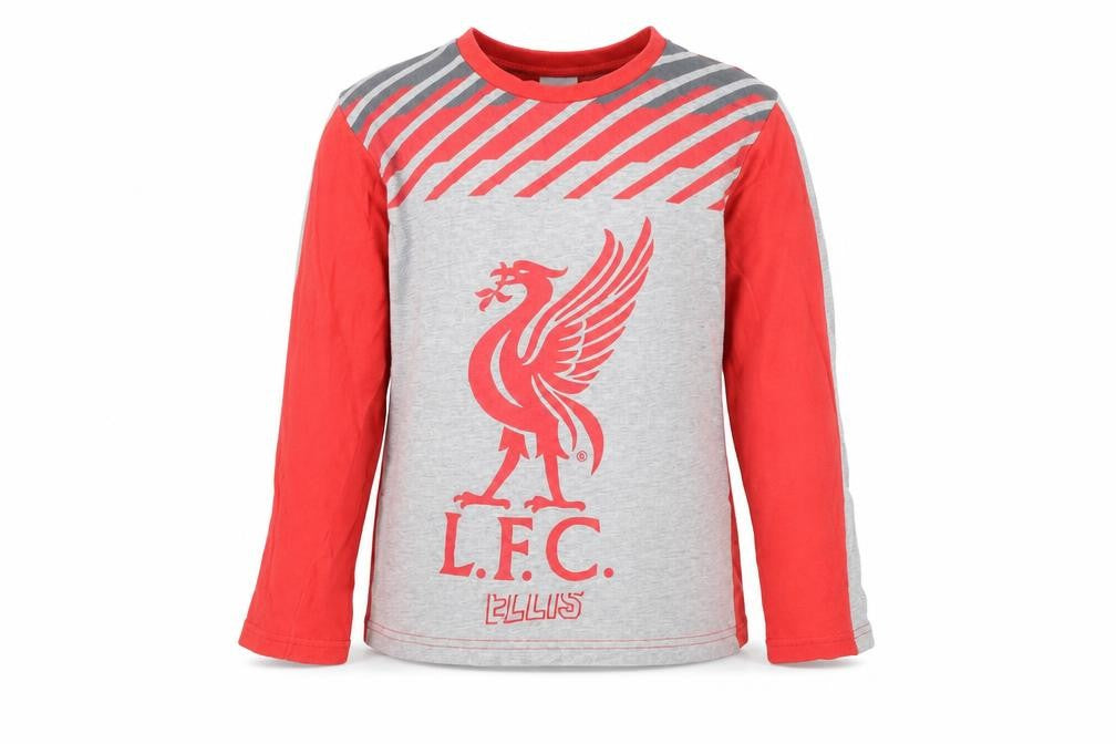 Liverpool FC Boys Grey Red Long Sleeve T-Shirt 8-9 Years Football Top
