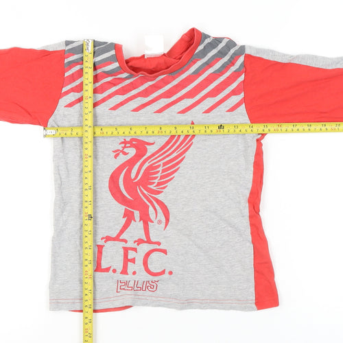 Liverpool FC Boys Grey Red Long Sleeve T-Shirt 8-9 Years Football Top