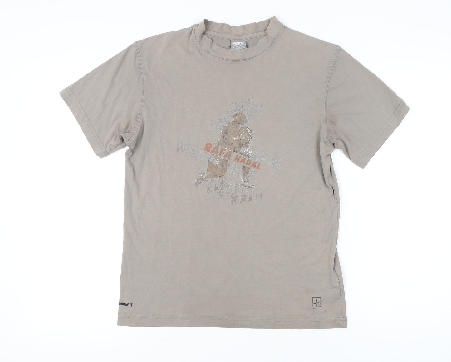 Nike Boys Beige Rafa Nadal Graphic T-Shirt XL Tennis Sportswear