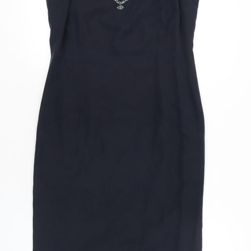 Country Casuals Women’s Black Silk Sheath Dress Size 12 V-Neck
