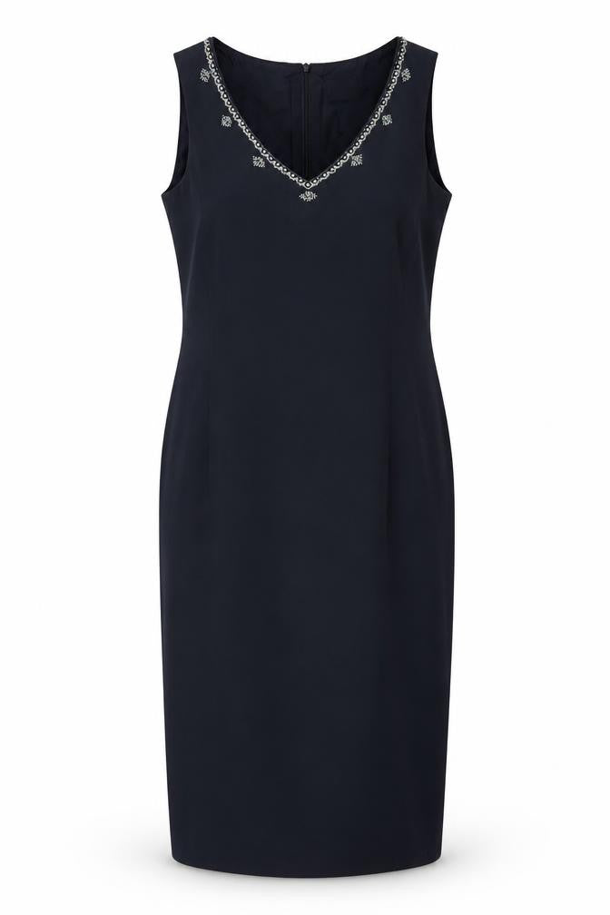 Country Casuals Women’s Black Silk Sheath Dress Size 12 V-Neck