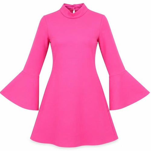 Aftershock London Women’s Pink Size 8 A-Line Mini Dress Retro Bell Sleeve
