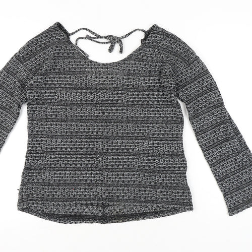 Next Women’s Grey Knit Pullover Jumper Size 16 Scoop Neck Long Sleeve