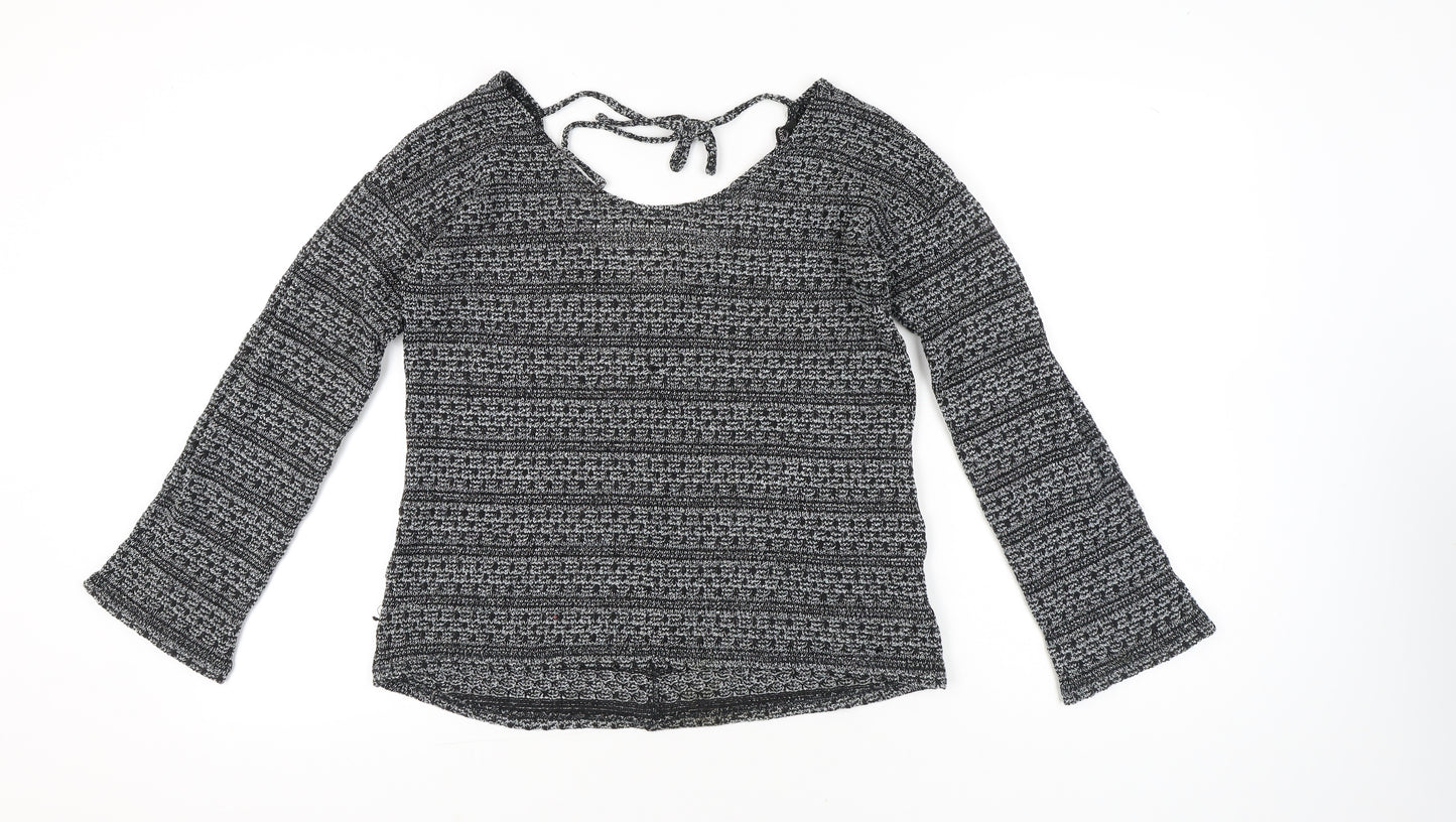 Next Women’s Grey Knit Pullover Jumper Size 16 Scoop Neck Long Sleeve