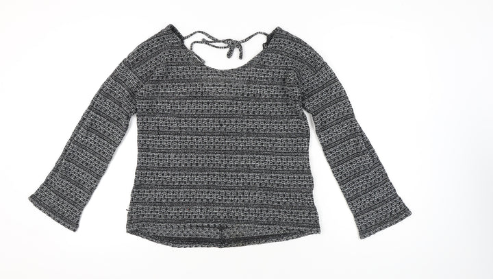 Next Women’s Grey Knit Pullover Jumper Size 16 Scoop Neck Long Sleeve