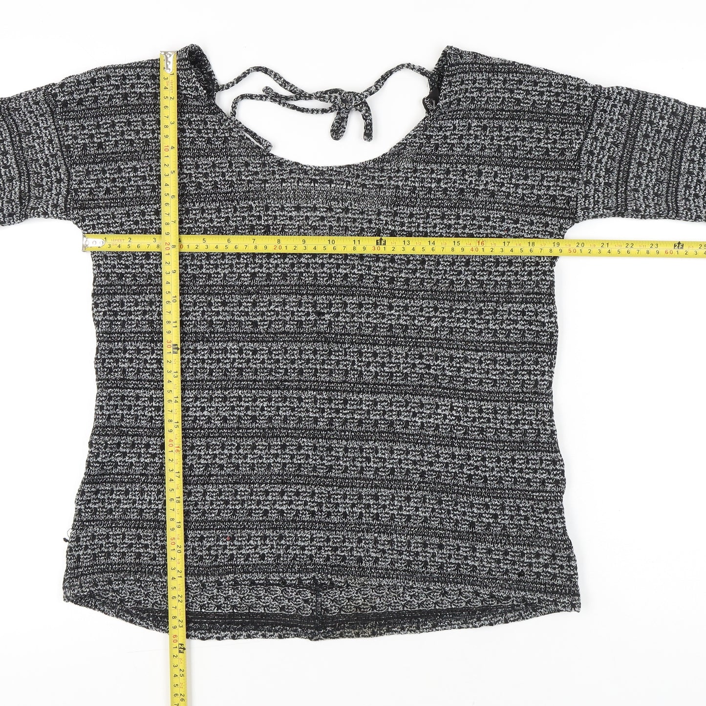 Next Women’s Grey Knit Pullover Jumper Size 16 Scoop Neck Long Sleeve