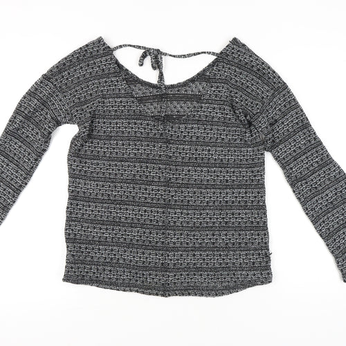 Next Women’s Grey Knit Pullover Jumper Size 16 Scoop Neck Long Sleeve