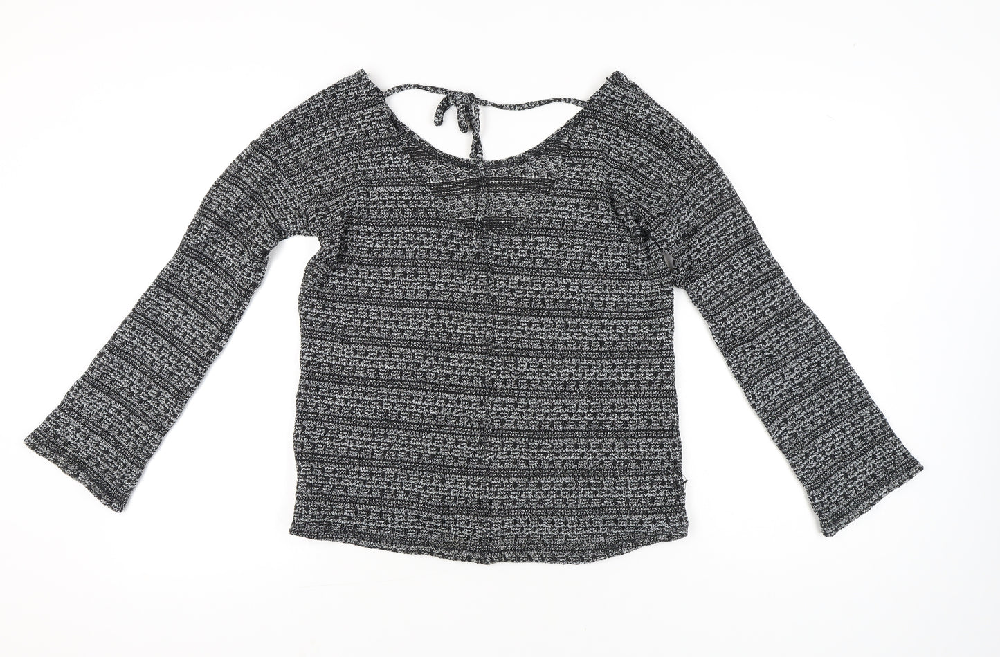 Next Women’s Grey Knit Pullover Jumper Size 16 Scoop Neck Long Sleeve