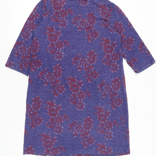 White Stuff Women’s Purple Floral Shift Dress UK 16 3/4 Sleeve