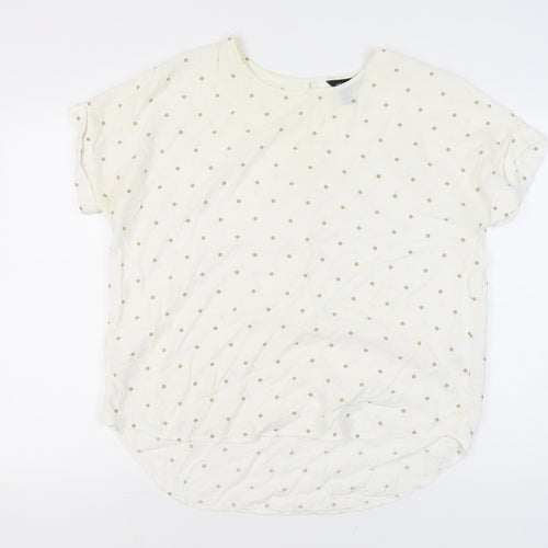 New Look Women’s White Polka Dot T-Shirt UK 18 Short Sleeve