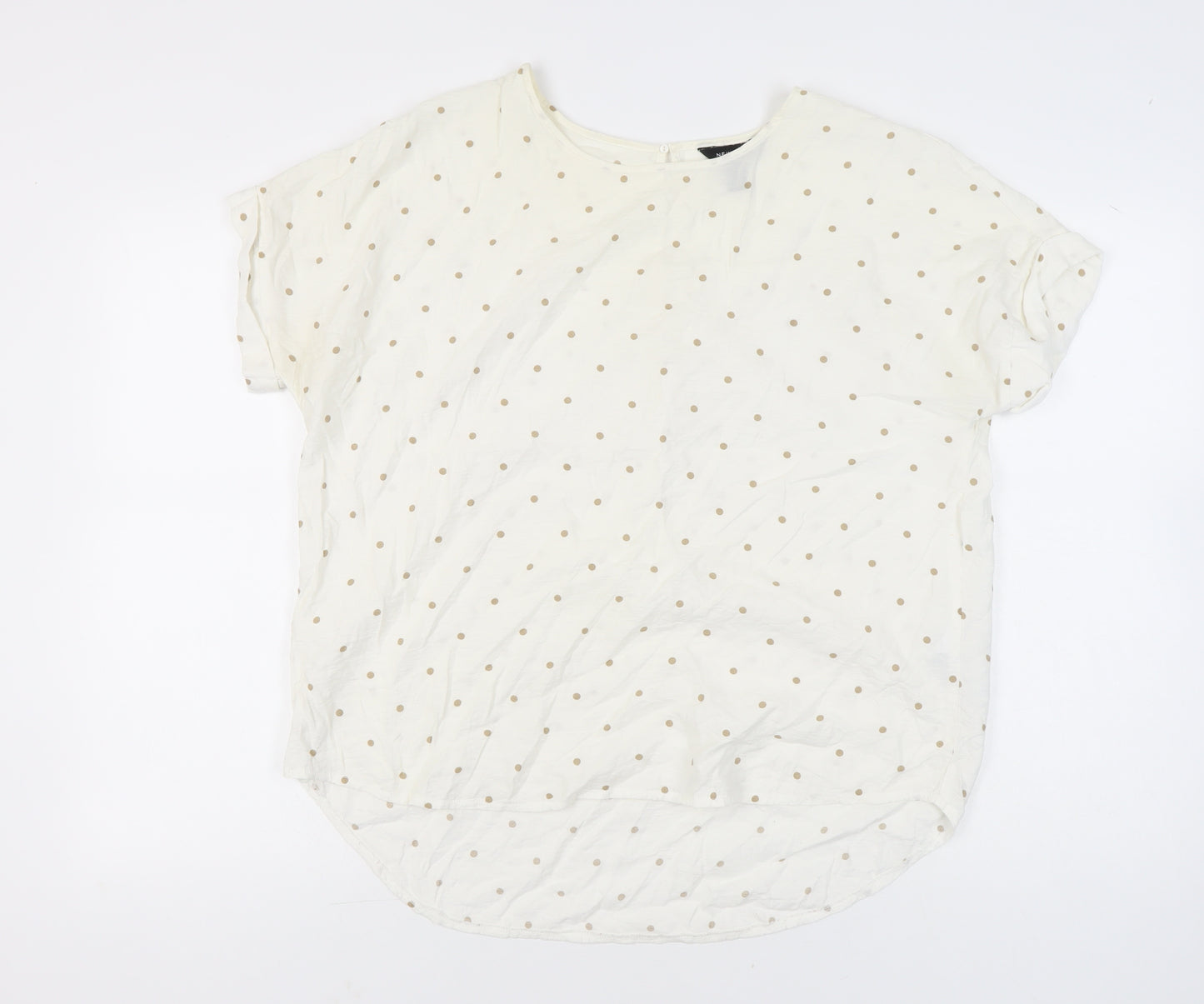 New Look Women’s White Polka Dot T-Shirt UK 18 Short Sleeve