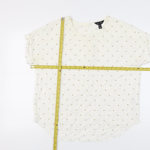 New Look Women’s White Polka Dot T-Shirt UK 18 Short Sleeve