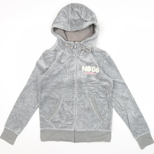 New Balance Womens Grey Hoodie M Full Zip Logo Sportswear