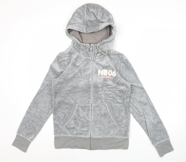 New Balance Womens Grey Hoodie M Full Zip Logo Sportswear