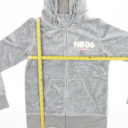 New Balance Womens Grey Hoodie M Full Zip Logo Sportswear