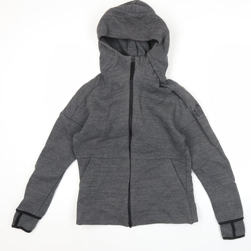 Adidas Womens Grey Hoodie UK 8 Full Zip Long Sleeve Sportswear