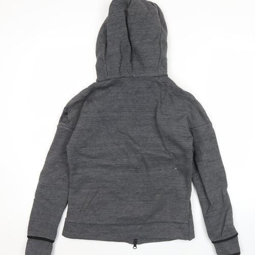 Adidas Womens Grey Hoodie UK 8 Full Zip Long Sleeve Sportswear