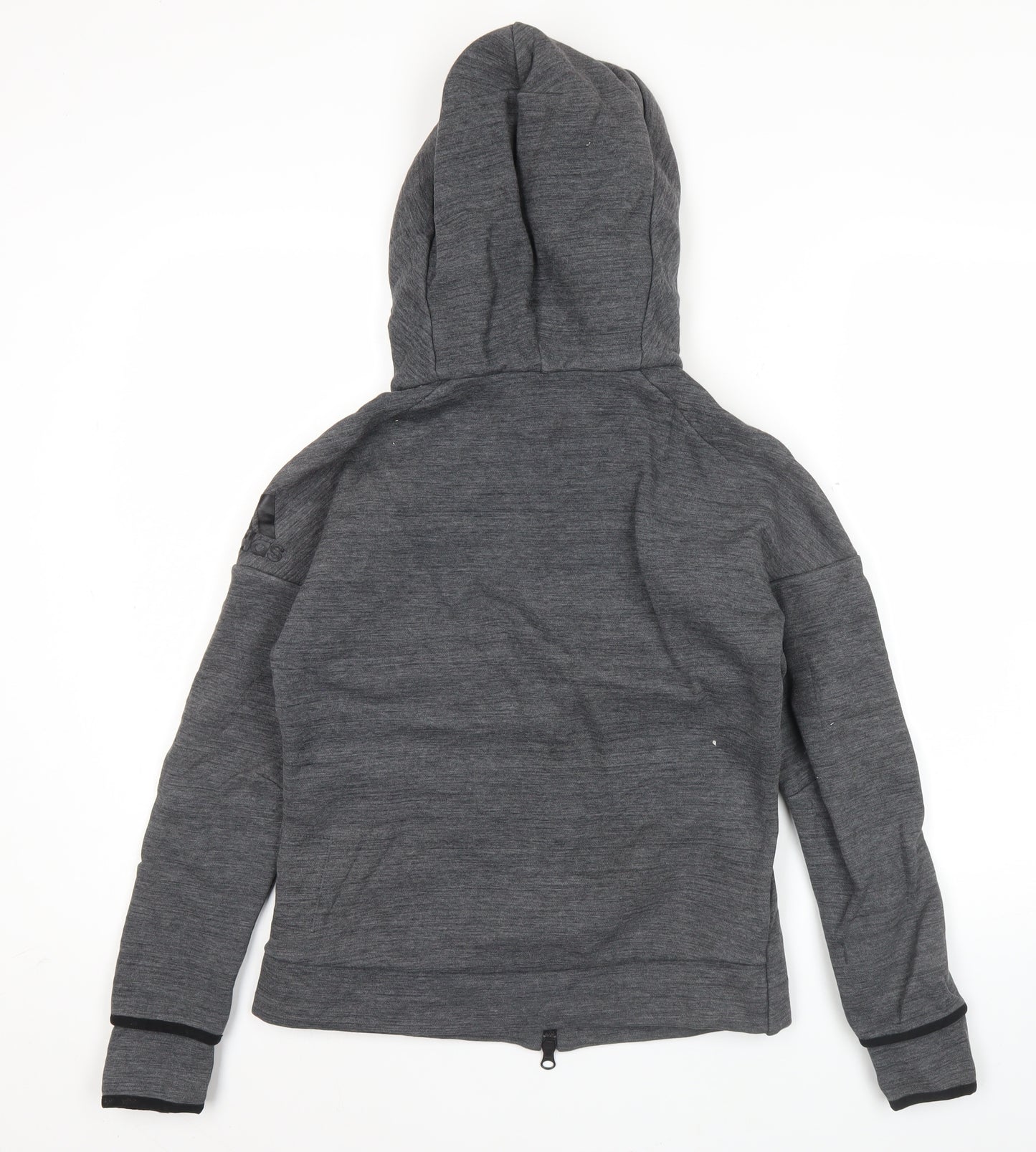 Adidas Womens Grey Hoodie UK 8 Full Zip Long Sleeve Sportswear