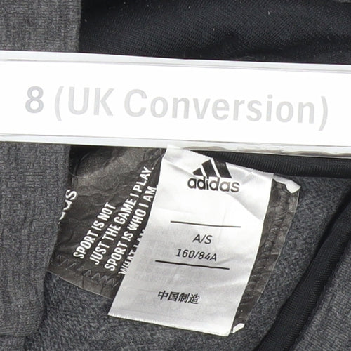 Adidas Womens Grey Hoodie UK 8 Full Zip Long Sleeve Sportswear