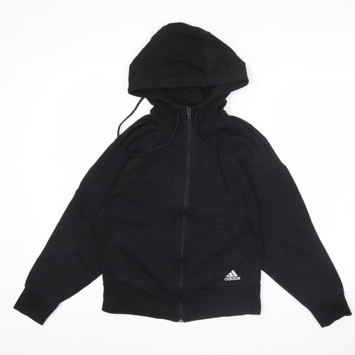 Adidas Womens Black Full Zip Hoodie Size 8 Activewear Gym Jacket