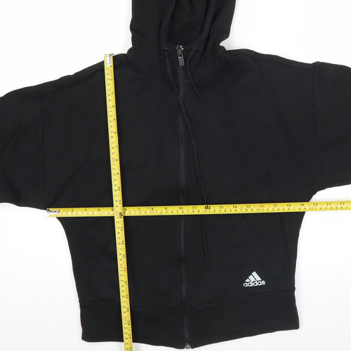Adidas Womens Black Full Zip Hoodie Size 8 Activewear Gym Jacket