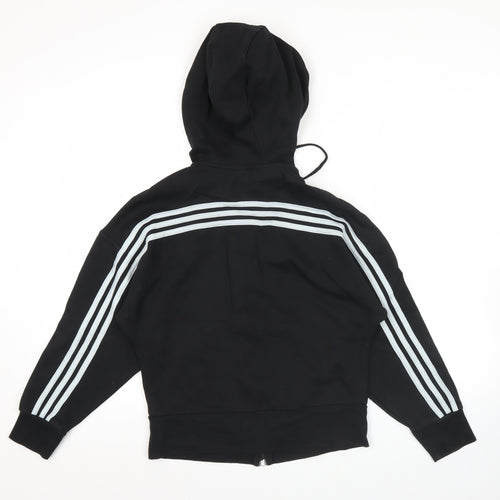Adidas Womens Black Full Zip Hoodie Size 8 Activewear Gym Jacket