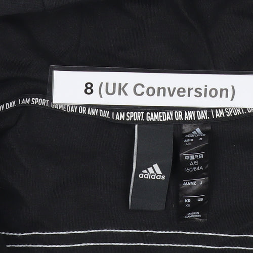 Adidas Womens Black Full Zip Hoodie Size 8 Activewear Gym Jacket