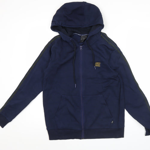 Skechers Men's Blue XS Full Zip Hoodie with Logo & Pockets