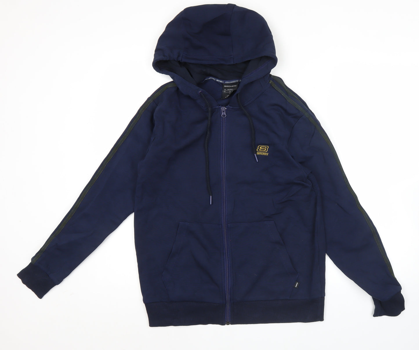 Skechers Men's Blue XS Full Zip Hoodie with Logo & Pockets