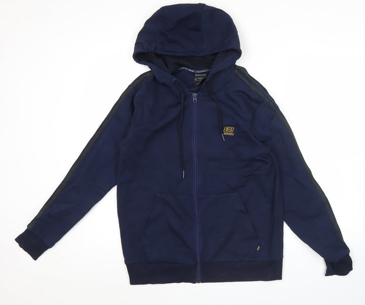 Skechers Men's Blue XS Full Zip Hoodie with Logo & Pockets