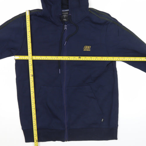 Skechers Men's Blue XS Full Zip Hoodie with Logo & Pockets