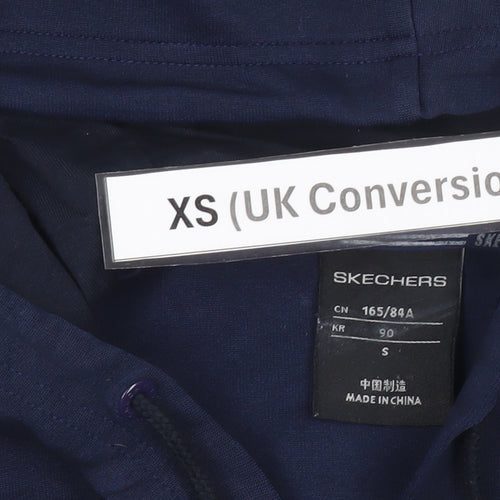 Skechers Men's Blue XS Full Zip Hoodie with Logo & Pockets