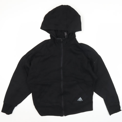Adidas Womens Black Size 10 Full Zip Hoodie Sweatshirt